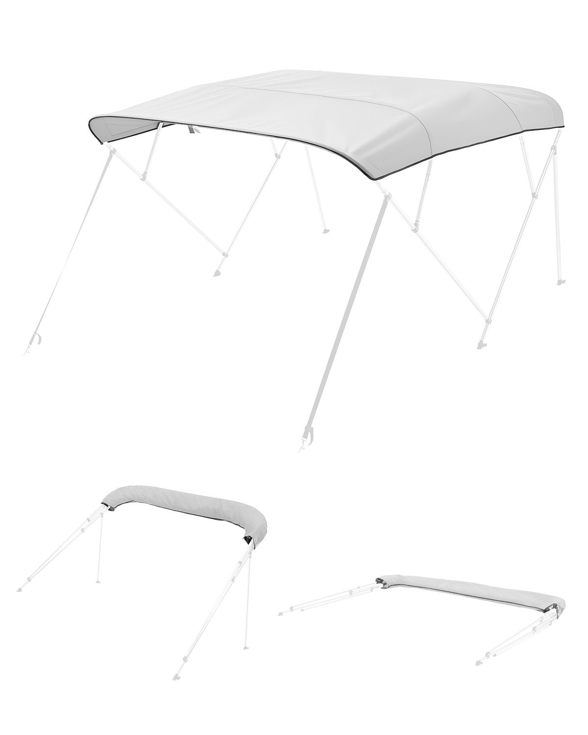 VEVOR 4 Bow Boat Bimini Tops, 600D Polyester Canopy, Waterproof & Sun Protection Boat Awning Canopy with Storage Bag, Bimini Top Replacement, 96"Lx(97"-103")W, Light Grey (Support Frame Not Included) - 4GCYZYP96971930LOV0 - view 1