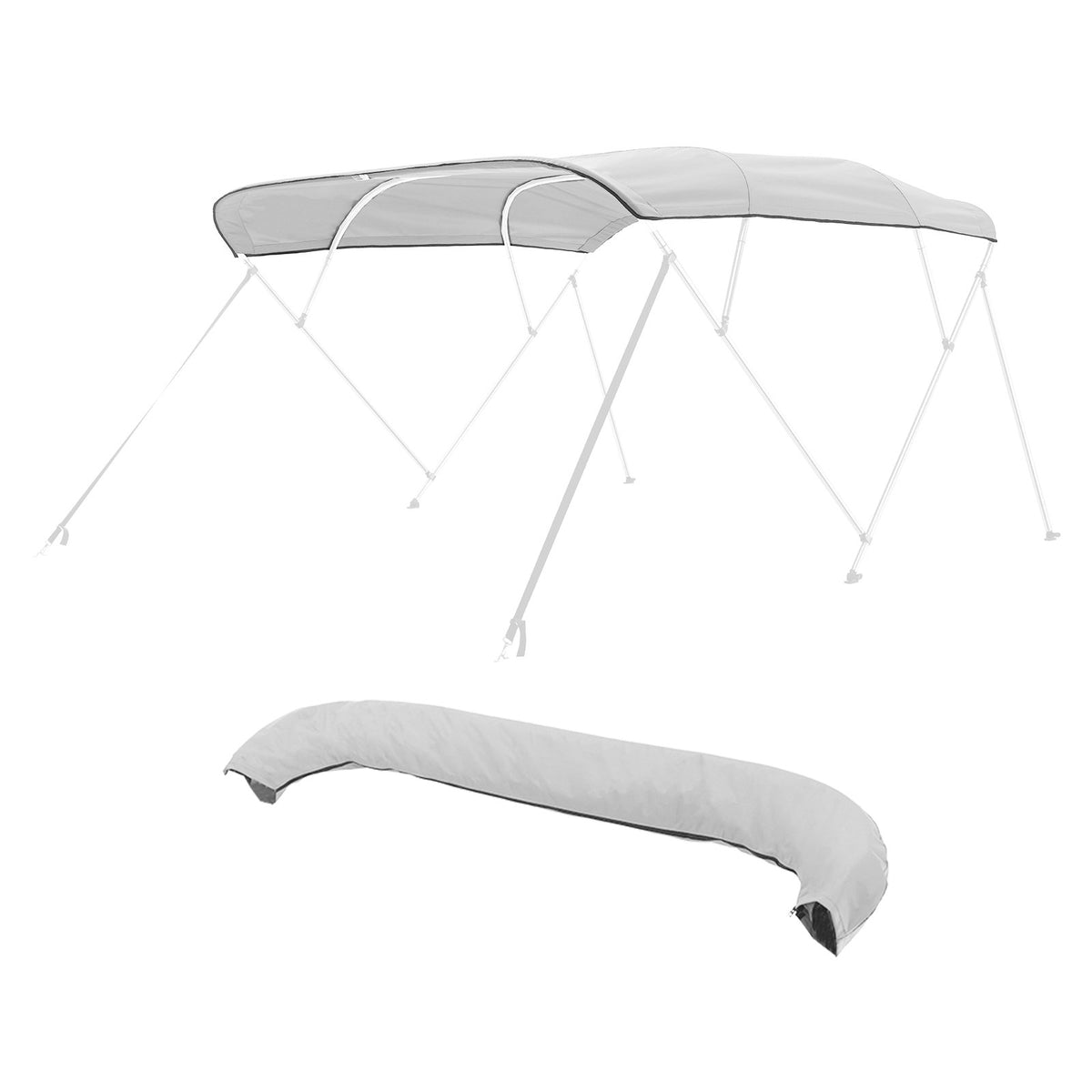 VEVOR 4 Bow Boat Bimini Tops, 600D Polyester Canopy, Waterproof & Sun Protection Boat Awning Canopy with Storage Bag, Bimini Top Replacement, 96"Lx(97"-103")W, Light Grey (Support Frame Not Included) - 4GCYZYP96971930LOV0 - view 10