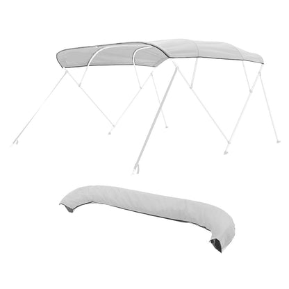 VEVOR 4 Bow Boat Bimini Tops, 600D Polyester Canopy, Waterproof & Sun Protection Boat Awning Canopy with Storage Bag, Bimini Top Replacement, 96"Lx(97"-103")W, Light Grey (Support Frame Not Included) - 4GCYZYP96971930LOV0 - view 10