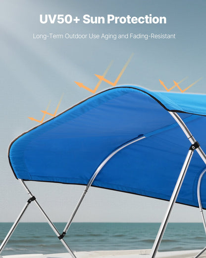 VEVOR 4 Bow Boat Bimini Tops, 600D Polyester Canopy, Waterproof & Sun Protection Boat Awning Canopy with Storage Bag, Bimini Top Replacement, 96"Lx(97"-103")W Pacific Blue (Support Frame Not Included) - 4GCYZYP96971V14FIV0 - view 5