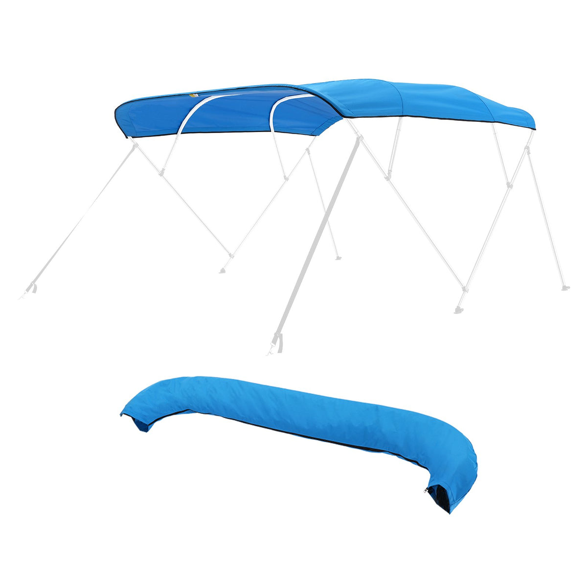 VEVOR 4 Bow Boat Bimini Tops, 600D Polyester Canopy, Waterproof & Sun Protection Boat Awning Canopy with Storage Bag, Bimini Top Replacement, 96"Lx(97"-103")W Pacific Blue (Support Frame Not Included) - 4GCYZYP96971V14FIV0 - view 10