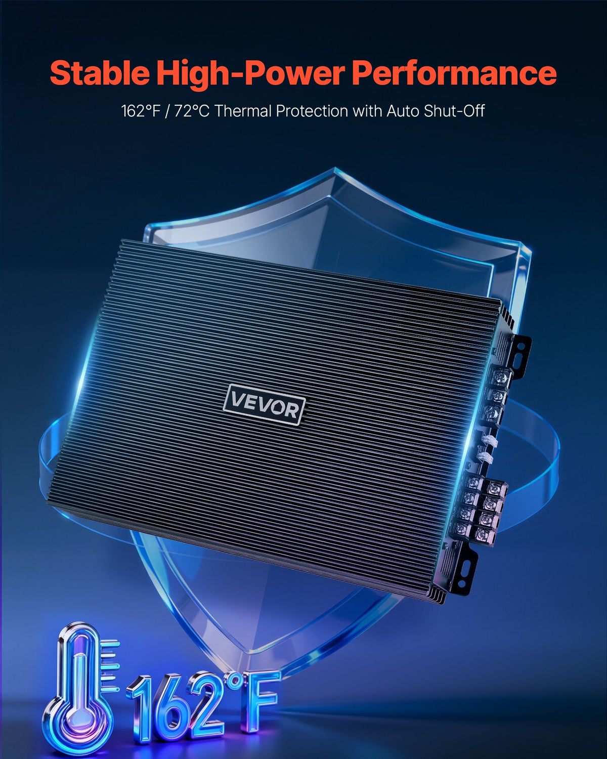 VEVOR 4 Channel Car Audio Amplifier 2 Ohm Stable Bridgeable Class A/B Full Range Amp Max Power 4 x 200W @ 4 Ohm / 4 x 400W @ 2 Ohm for Car SUV Truck Off-Road - 4TDABL4X100WHSZA8001V9 - view 5