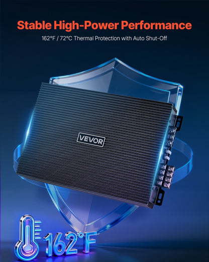 VEVOR 4 Channel Car Audio Amplifier 2 Ohm Stable Bridgeable Class A/B Full Range Amp Max Power 4 x 200W @ 4 Ohm / 4 x 400W @ 2 Ohm for Car SUV Truck Off-Road - 4TDABL4X100WHSZA8001V9 - view 5
