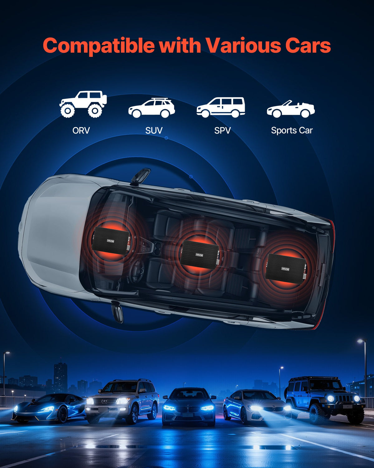 VEVOR 4 Channel Car Audio Amplifier 2 Ohm Stable Bridgeable Class A/B Full Range Amp Max Power 4 x 200W @ 4 Ohm / 4 x 400W @ 2 Ohm for Car SUV Truck Off-Road - 4TDABL4X100WHSZA8001V9 - view 7