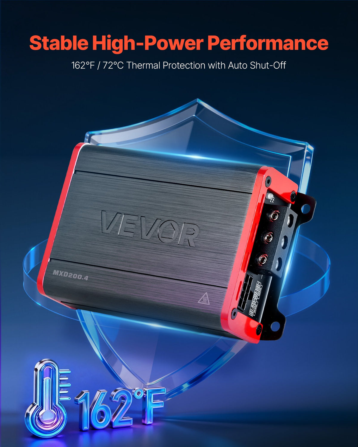 VEVOR 4 Channel Car Audio Amplifier 2 Ohm Stable Bridgeable Class D Full Range Amp Max Power 4 x 120W @ 4 Ohm / 4 x 200W @ 2 Ohm for Car SUV Truck Off-Road - 4TDDL4X100WRWVLBS001V9 - view 5