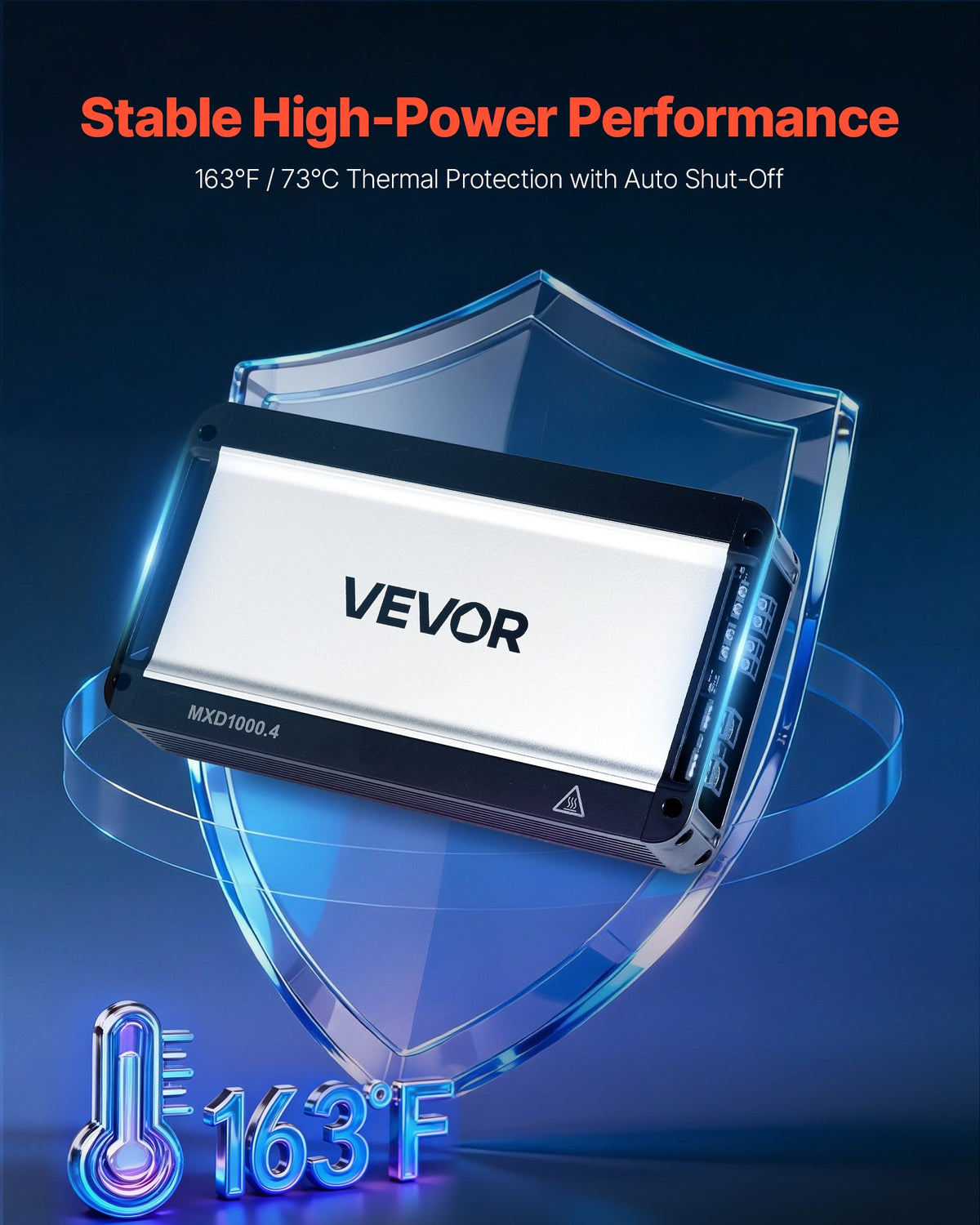 VEVOR 4 Channel Car Audio Amplifier 2 Ohm Stable Bridgeable Class D Full Range Amp Max Power 4 x 500W @ 4 Ohm / 4 x 1000W @ 2 Ohm for Car SUV Truck Off-Road - 4TDDL4X500WRFRT2Y001V9 - view 5