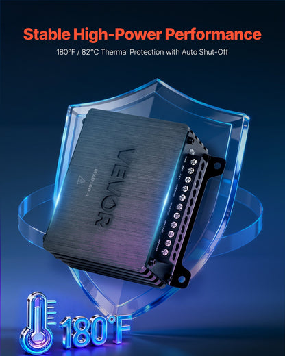 VEVOR 4 Channel Car Audio Amplifier 2 Ohm Stable Bridgeable Class D Full Range Amp Max Power 4 x 110W @ 4 Ohm / 4 x 160W @ 2 Ohm for Car SUV Truck Off-Road - 4TDDL4X80WRM9NB6L001V9 - view 5