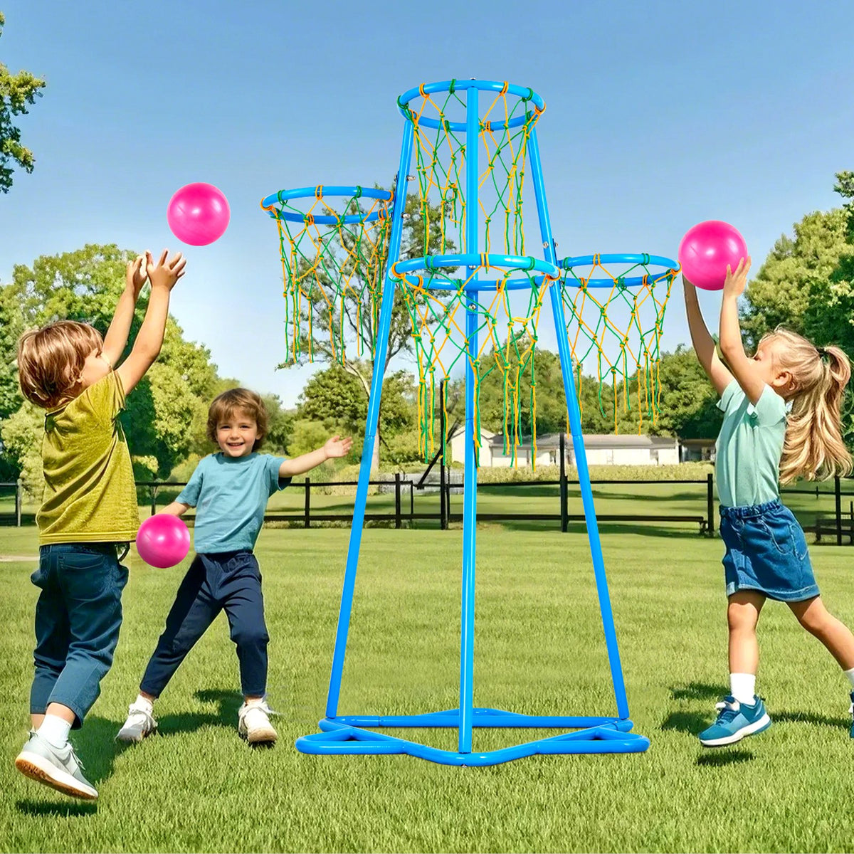 VEVOR Kids Basketball Hoop, 4-Hoop Child Basketball Hoops, Portable Basketball Stand with Adjustable Heights and 3 Balls, Indoor and Outdoor Basketball Toy Set for Children of All Ages, Boys & Girls - 4TLQJ140CM00DEUB5V0 - view 9