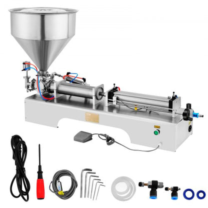 VEVOR Pneumatic Liquid Paste Filling Machine 50-500ML Volume, Horizontal Cream Filling Machine with 30L Hopper, Pneumatic liquid Filling Machine for Water Oil Cream etc - 50-500MLYTGZJJLD1V1 - view 1
