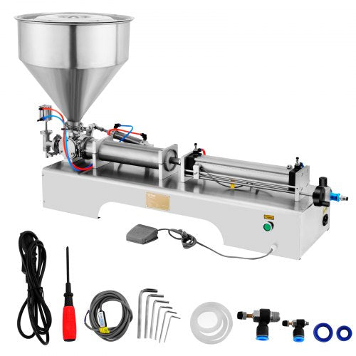 VEVOR Pneumatic Liquid Paste Filling Machine 50-500ML Volume, Horizontal Cream Filling Machine with 30L Hopper, Pneumatic liquid Filling Machine for Water Oil Cream etc - 50-500MLYTGZJJLD1V1 - view 1