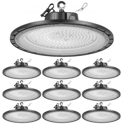 VEVOR 10 Pack LED High Bay Lights, 5000K 200W 30000LM Super Bright UFO LED Warehouse Shop Lights, IP65 Waterproof, 100-277V Wide Voltage for Warehouse Workshop Factory Gym Garage Barn, Black - 5000KHWD10PCTNOK2001V1 - view 2