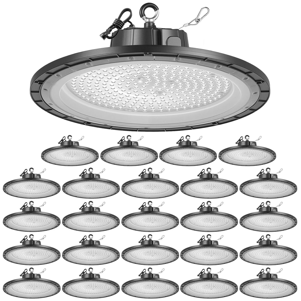 VEVOR 20 Pack LED High Bay Lights, 5000K 150W 21000LM Super Bright UFO LED Warehouse Shop Lights, IP65 Waterproof, 100-277V Wide Voltage for Warehouse Workshop Factory Gym Garage Barn, Black - 5000KHWD20PCLRJ3O001V1 - view 1