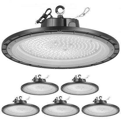VEVOR 6 Pack LED High Bay Lights, 5000K 200W 30000LM Super Bright UFO LED Warehouse Shop Lights, IP65 Waterproof, 100-277V Wide Voltage for Warehouse Workshop Factory Gym Garage Barn, Black - 5000KHWD6PCSZRCE7001V1 - view 2