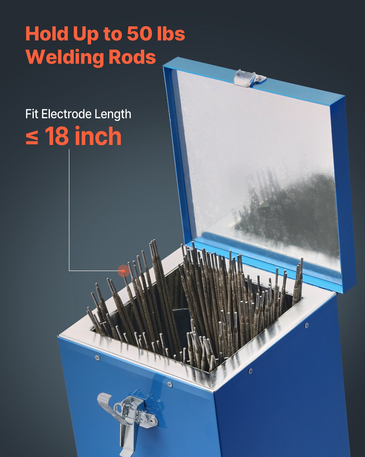 VEVOR Portable Welding Rod Oven, 50LBS Capacity Electrodes Drying Oven 420W 120V, 300℉ Fast Heating Welding Rods Dryer for 18-inch Stick Electrodes - with Easy-to-Carry Handle & Safety Locking Latch - 50BFXLSDHTHGYR2XK001V9 - view 4