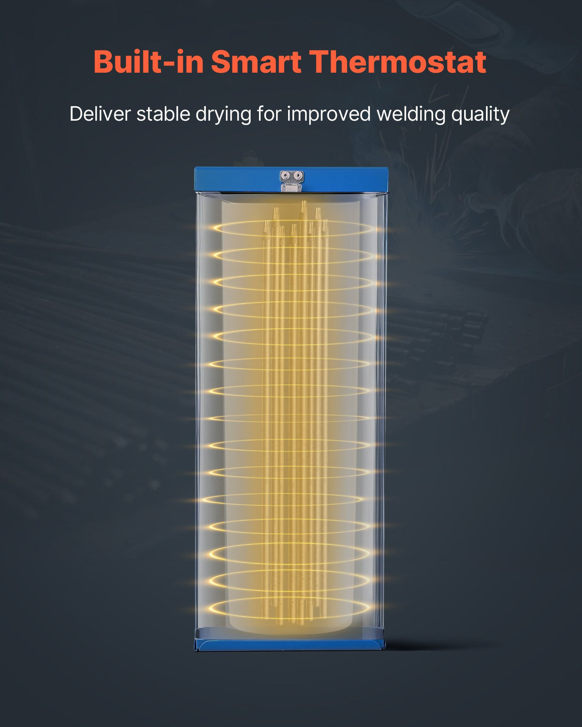 VEVOR Portable Welding Rod Oven, 50LBS Capacity Electrodes Drying Oven 420W 120V, 300℉ Fast Heating Welding Rods Dryer for 18-inch Stick Electrodes - with Easy-to-Carry Handle & Safety Locking Latch - 50BFXLSDHTHGYR2XK001V9 - view 5