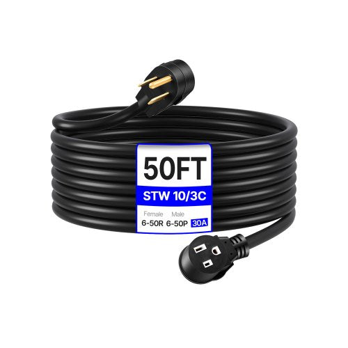 VEVOR Welder Extension Cord, 30 Amp 50 ft, Extension Cord for Portable Welders, NEMA 6-50P, 10/3 AWG, 250V, 7500W Heavy Duty Pure Copper Welder Cable, for Outdoor MIG TIG Plasma, STW Weather-proof - 50FT50ADHJYCX0001V0 - view 2