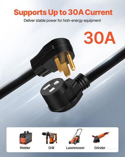 VEVOR Welder Extension Cord, 30 Amp 50 ft, Extension Cord for Portable Welders, NEMA 6-50P, 10/3 AWG, 250V, 7500W Heavy Duty Pure Copper Welder Cable, for Outdoor MIG TIG Plasma, STW Weather-proof - 50FT50ADHJYCX0001V0 - view 3