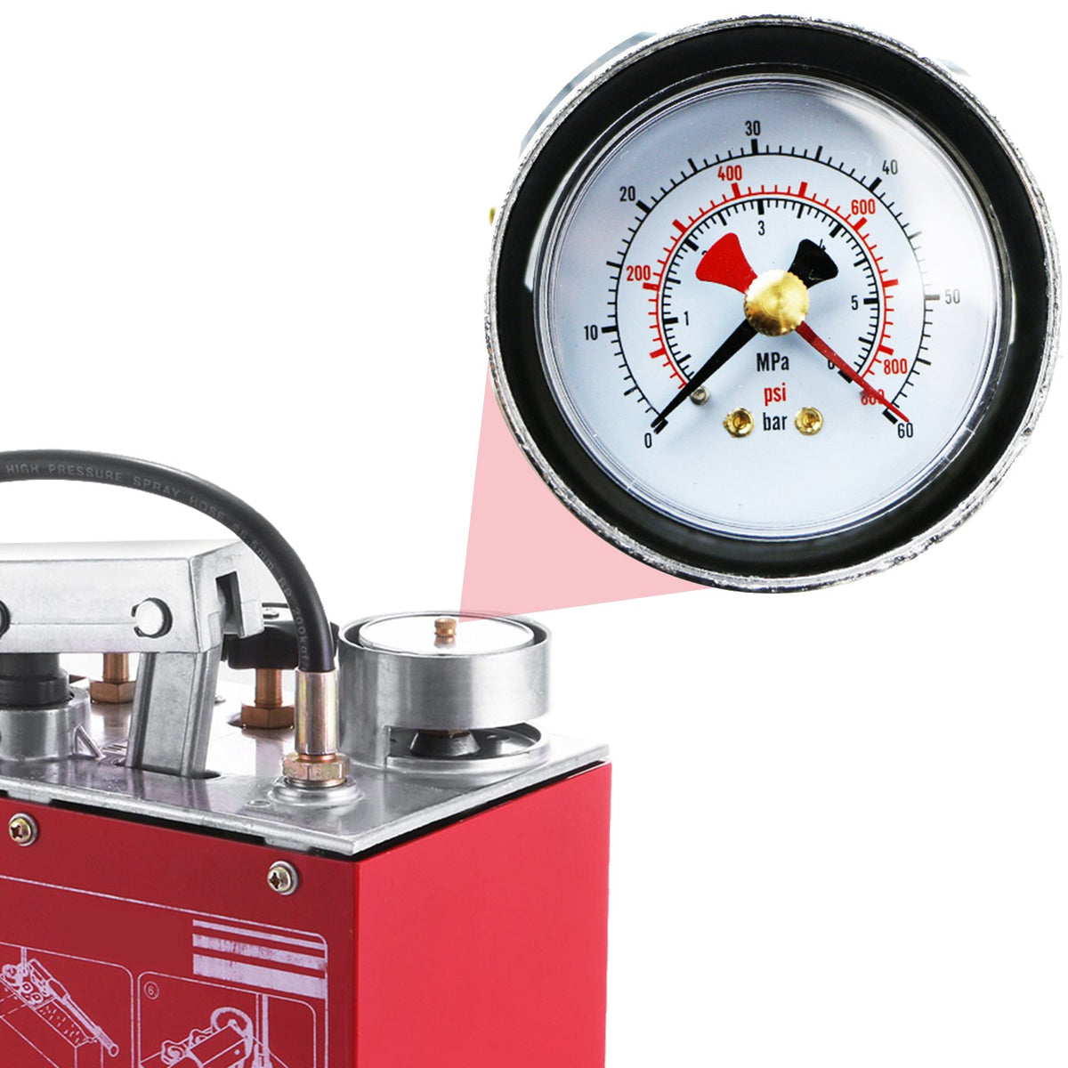 VEVOR Hydraulic Pressure Test Pump 50 Bar 725 PSI 3 Gallon Tank 45ML 1/2" BSP - 50KGSDSYB00000001V0 - view 3
