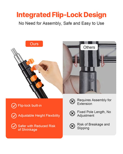 VEVOR Telescopic Extension Pole, 4.66-19 FT Multi-Purpose Extendable Pole, Sturdy Aluminum Alloy Paint Pole Extension with Flip-Lock Design, High Reach Roller Stick for Painting, Dusting and Cleaning - 520YCGTYZGJS5ACKC001V0 - view 5