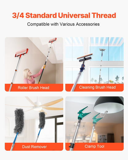 VEVOR Telescopic Extension Pole, 4.66-19 FT Multi-Purpose Extendable Pole, Sturdy Aluminum Alloy Paint Pole Extension with Flip-Lock Design, High Reach Roller Stick for Painting, Dusting and Cleaning - 520YCGTYZGJS5ACKC001V0 - view 7