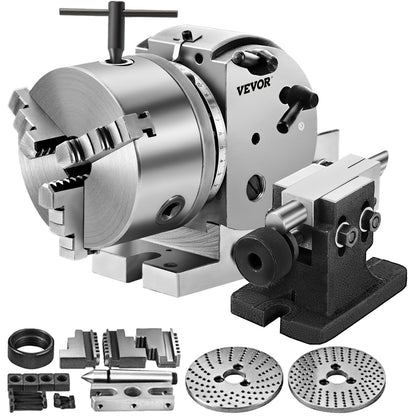 VEVOR Dividing Head BS-0 5Inch 3 Jaw Chuck Dividing Head Set Precision Semi Universal Dividing Head for Milling Machine Rotary Table Tailstock Milling Set (5 Inch Chuck) - 5CFDT000000000001V0 - view 1