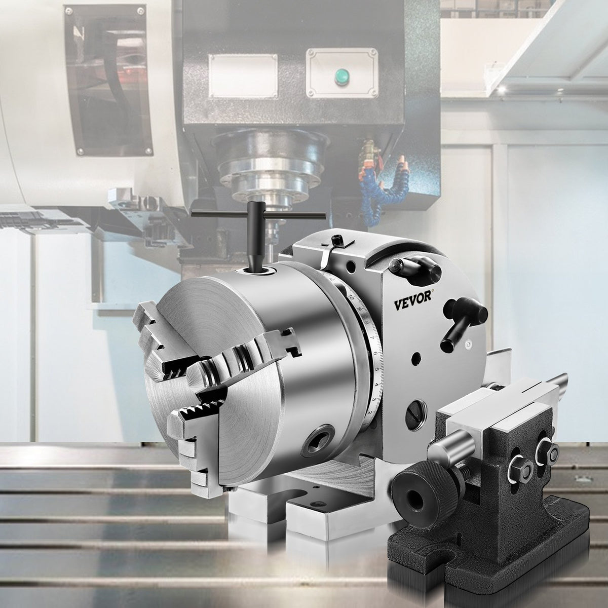 VEVOR Dividing Head BS-0 5Inch 3 Jaw Chuck Dividing Head Set Precision Semi Universal Dividing Head for Milling Machine Rotary Table Tailstock Milling Set (5 Inch Chuck) - 5CFDT000000000001V0 - view 9