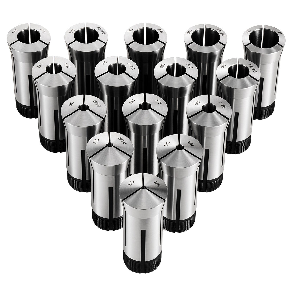 VEVOR 5C Collet Set 1/8"-1" 15 Piece Precision 5C Round Collet Chuck Set, for Milling Machine Drill Presses, 0.0008" TIR High Concentricity, Lathe Chuck Tool with Storage Case, Hardened & Ground - 5CJTTZYJT15JZSNSB001V0 - view 1