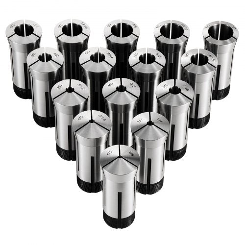VEVOR 5C Collet Set 1/8"-1" 15 Piece Precision 5C Round Collet Chuck Set, for Milling Machine Drill Presses, 0.0008" TIR High Concentricity, Lathe Chuck Tool with Storage Case, Hardened & Ground - 5CJTTZYJT15JZSNSB001V0 - view 2