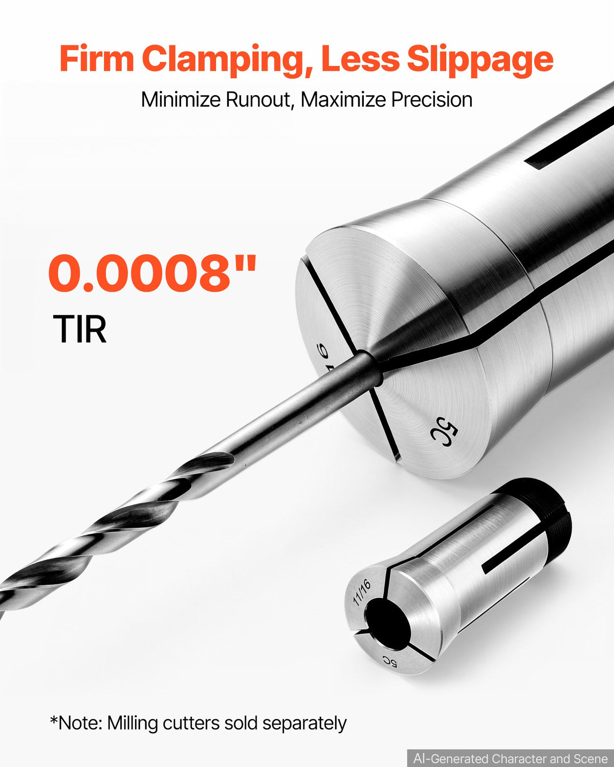 VEVOR 5C Collet Set 1/8"-1" 15 Piece Precision 5C Round Collet Chuck Set, for Milling Machine Drill Presses, 0.0008" TIR High Concentricity, Lathe Chuck Tool with Storage Case, Hardened & Ground - 5CJTTZYJT15JZSNSB001V0 - view 5