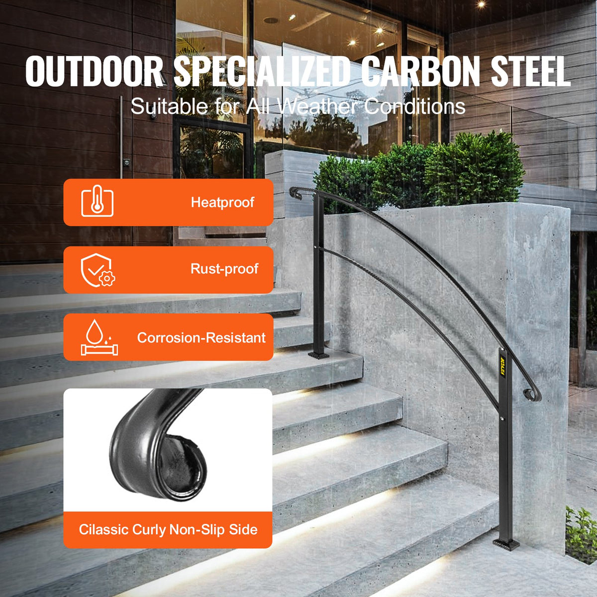 VEVOR Stair Handrails - Select Your Configuration - 5FTHWTYFSBLACK001V0 - view 3
