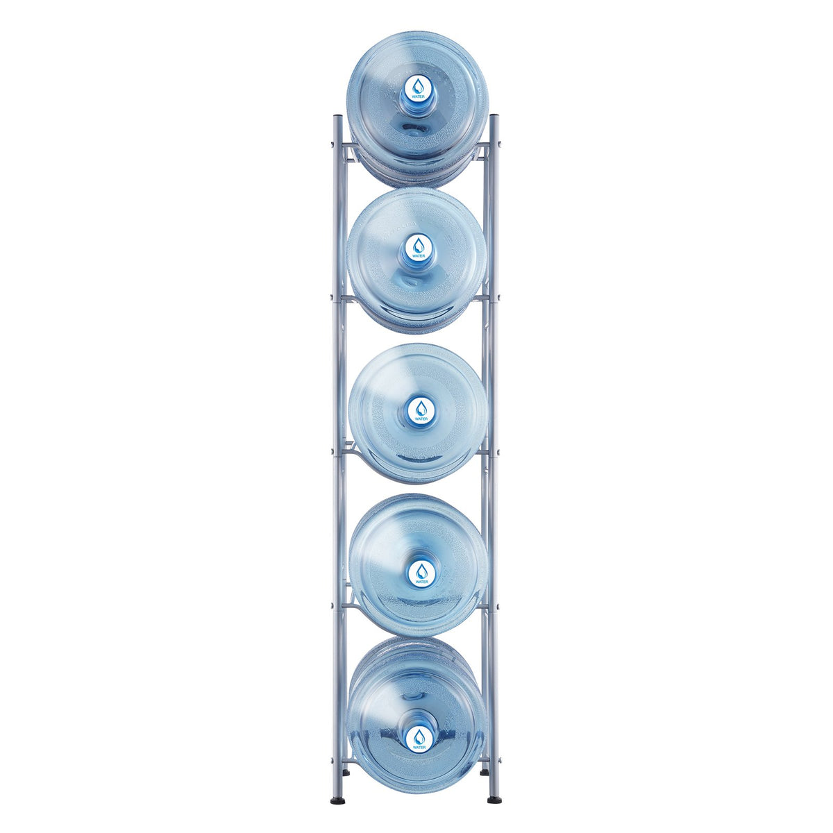 VEVOR 5 Tiers Water Jug Holder, 5 Gallon Water Bottle Holder, Single Row Water Bottle Rack for 5 Bottles, Heavy Duty Water Jug Rack for Kitchen, Office, Living Room, Silver - 5JLTZSSTSTZC0COMZV0 - view 10