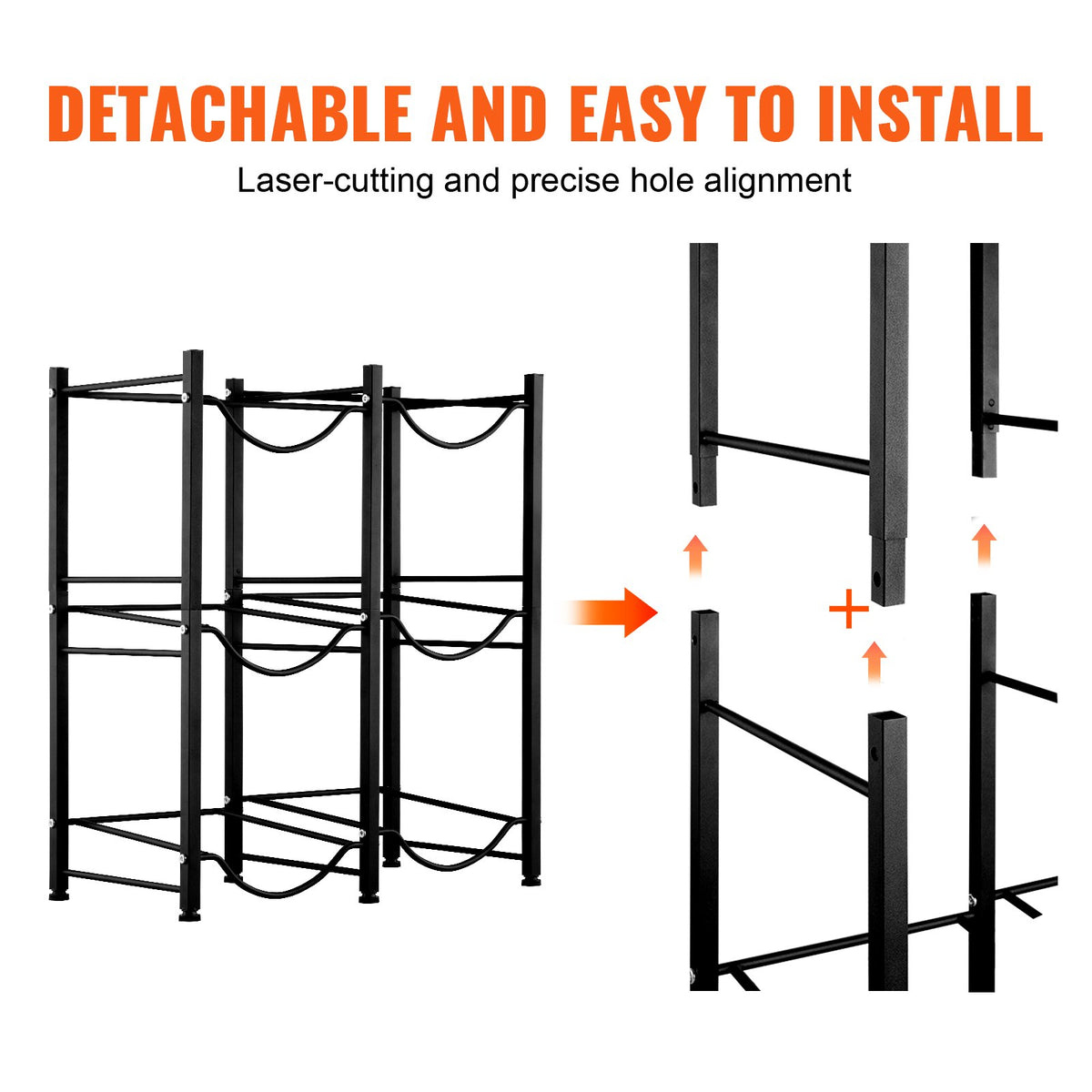 VEVOR 3 Tiers Water Jug Holder, 5 Gallon Water Bottle Holder, Double Row Water Bottle Rack for 6 Bottles, Heavy Duty Water Jug Rack for Kitchen, Office, Living Room, Black - 5JLTZSSTSTZCFE4HKV0 - view 5