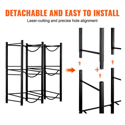 VEVOR 3 Tiers Water Jug Holder, 5 Gallon Water Bottle Holder, Double Row Water Bottle Rack for 6 Bottles, Heavy Duty Water Jug Rack for Kitchen, Office, Living Room, Black - 5JLTZSSTSTZCFE4HKV0 - view 5