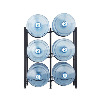 VEVOR 3 Tiers Water Jug Holder, 5 Gallon Water Bottle Holder, Double Row Water Bottle Rack for 6 Bottles, Heavy Duty Water Jug Rack for Kitchen, Office, Living Room, Black - 5JLTZSSTSTZCFE4HKV0 - view 10