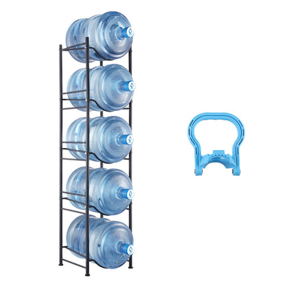 VEVOR 5 Tiers Water Jug Holder, 5 Gallon Water Bottle Holder, Single Row Water Bottle Rack for 5 Bottles, Heavy Duty Water Jug Rack for Kitchen, Office, Living Room, Black - 5JLTZSSTSTZCIZWDLV0 - view 1
