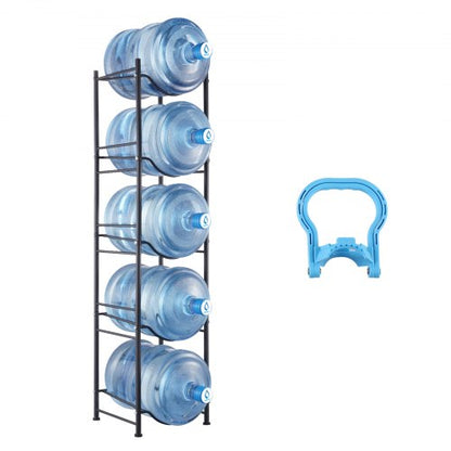 VEVOR 5 Tiers Water Jug Holder, 5 Gallon Water Bottle Holder, Single Row Water Bottle Rack for 5 Bottles, Heavy Duty Water Jug Rack for Kitchen, Office, Living Room, Black - 5JLTZSSTSTZCIZWDLV0 - view 2