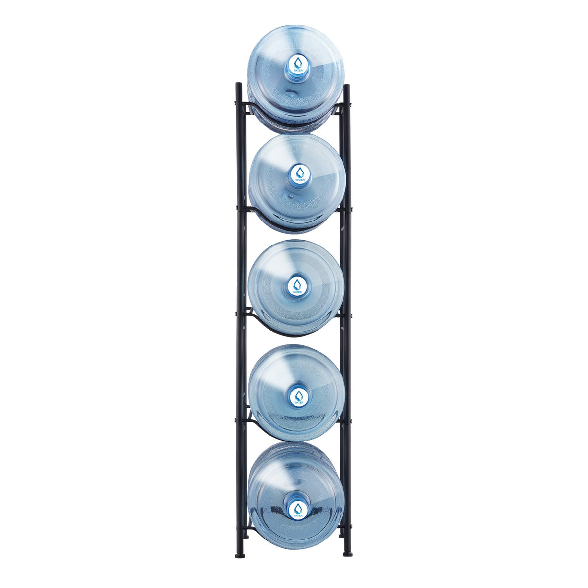 VEVOR 5 Tiers Water Jug Holder, 5 Gallon Water Bottle Holder, Single Row Water Bottle Rack for 5 Bottles, Heavy Duty Water Jug Rack for Kitchen, Office, Living Room, Black - 5JLTZSSTSTZCIZWDLV0 - view 10