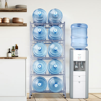VEVOR 5 Tiers Water Jug Holder, 5 Gallon Water Bottle Holder, Double Row Water Bottle Rack for 10 Bottles, Heavy Duty Water Jug Rack for Kitchen, Office, Living Room, Silver Gray - 5JLTZSSTSTZCL7OHRV0 - view 9
