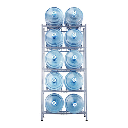 VEVOR 5 Tiers Water Jug Holder, 5 Gallon Water Bottle Holder, Double Row Water Bottle Rack for 10 Bottles, Heavy Duty Water Jug Rack for Kitchen, Office, Living Room, Silver Gray - 5JLTZSSTSTZCL7OHRV0 - view 10