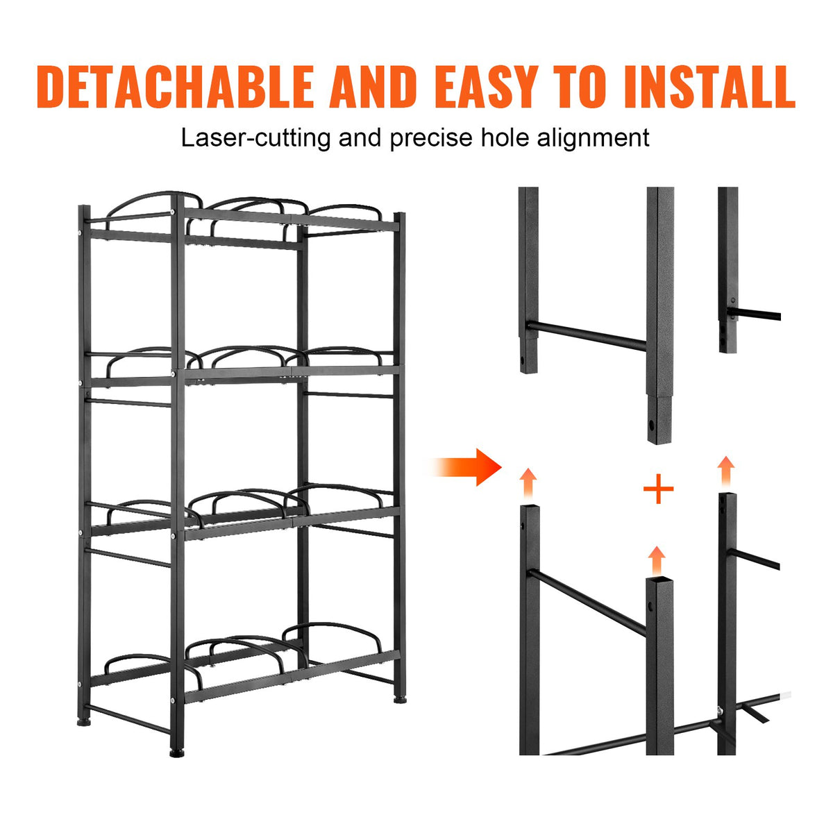 VEVOR 4 Tiers Water Jug Holder, 5 Gallon Water Bottle Holder, Double Row Water Bottle Rack for 8 Bottles, Heavy Duty Water Jug Rack for Kitchen, Office, Living Room, Black - 5JLTZSSTSTZCX729CV0 - view 5
