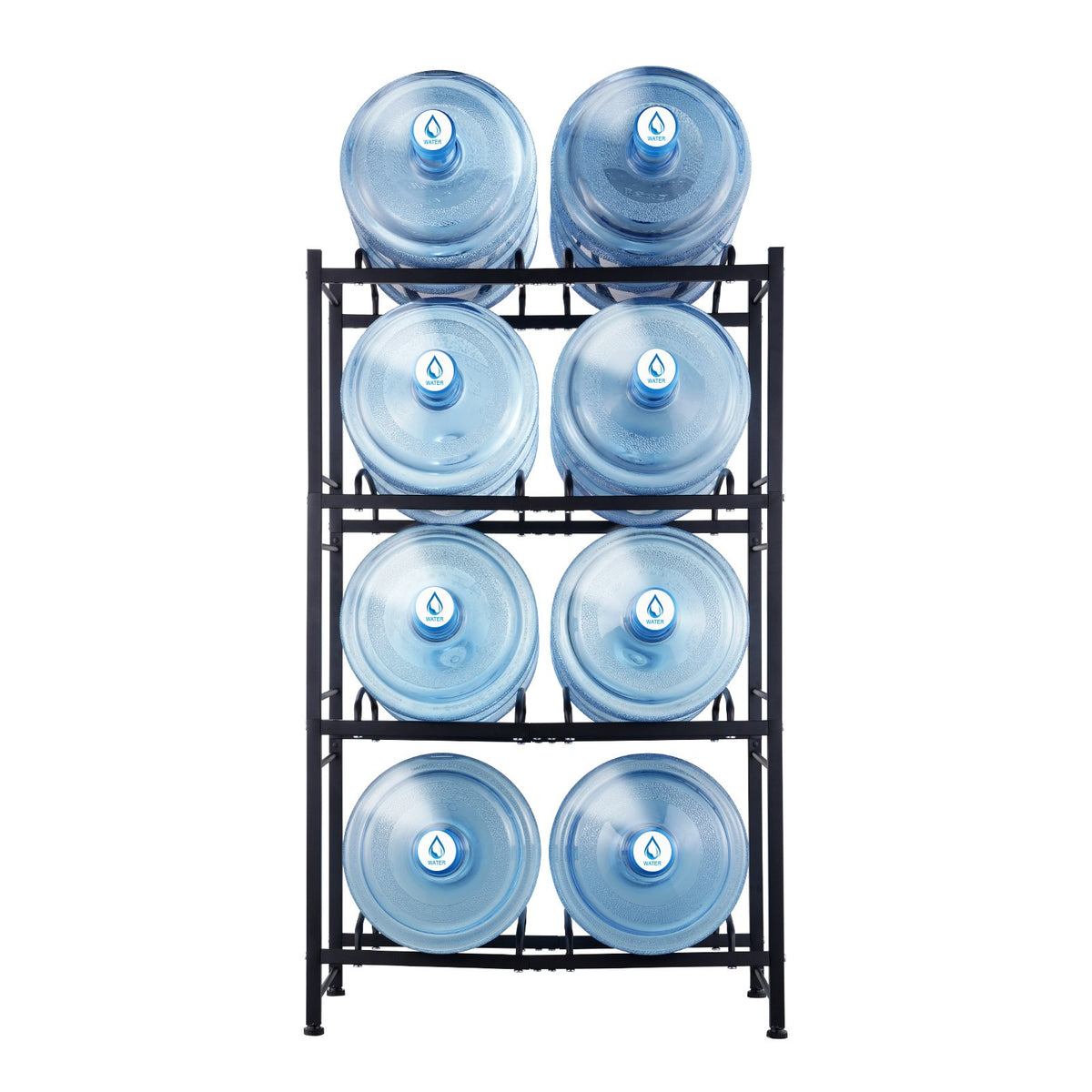 VEVOR 4 Tiers Water Jug Holder, 5 Gallon Water Bottle Holder, Double Row Water Bottle Rack for 8 Bottles, Heavy Duty Water Jug Rack for Kitchen, Office, Living Room, Black - 5JLTZSSTSTZCX729CV0 - view 10