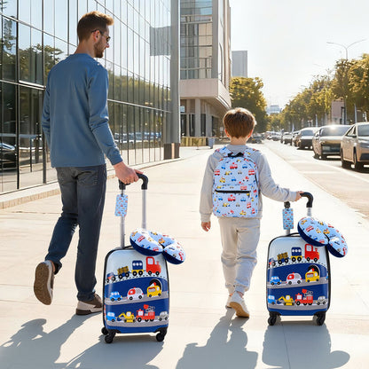VEVOR Kids Luggage Set, 5 Piece, 18 Inch Hardside Rolling Wheels Suitcase with Backpack & U-shape Pillow, Truck Kids Carry on Luggage Set, Holiday Birthday Gift for Girls Boys, Airline Approved - 5JTETXLX5PCSL7TXG001V0 - view 9