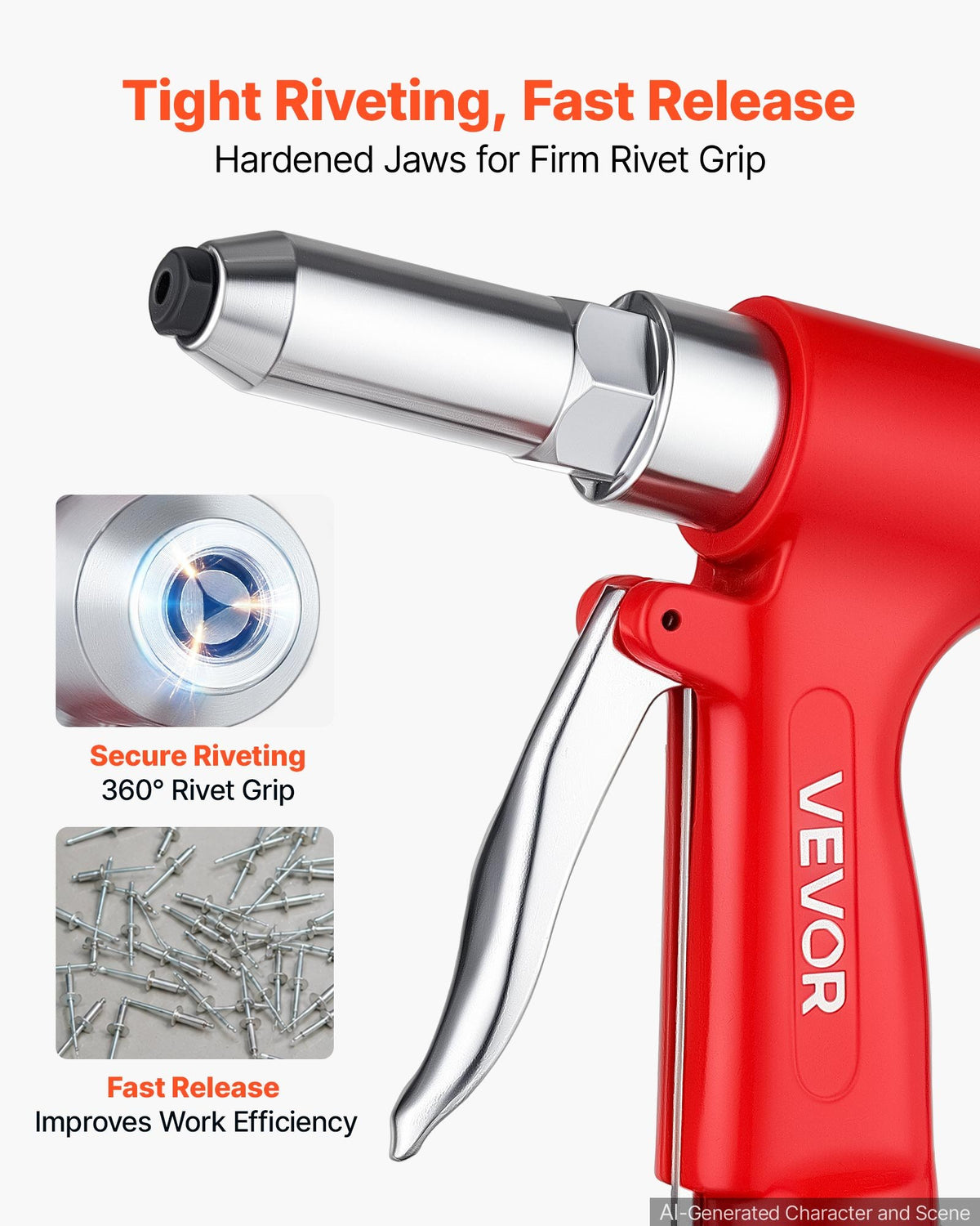 VEVOR Pneumatic Rivet Gun Kit with 3/32" 1/8" 5/32" 3/16" 1/4" Nosepieces, 3924 LBS Pulling Force, 3-Claw Secure Grip, Air Pop Riveter Tool for Automotive, Construction, Industrial Manufacturing - 5Q0KYS2G9D1PEHQUV002V0 - view 5