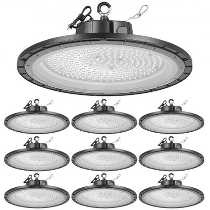 VEVOR 10 Pack LED High Bay Lights, 6000K 150W 21000LM Super Bright UFO LED Warehouse Shop Lights, IP65 Waterproof, 100-277V Wide Voltage for Warehouse Workshop Factory Gym Garage Barn, Black - 6000KHWD10PCZO5PF001V1 - view 2