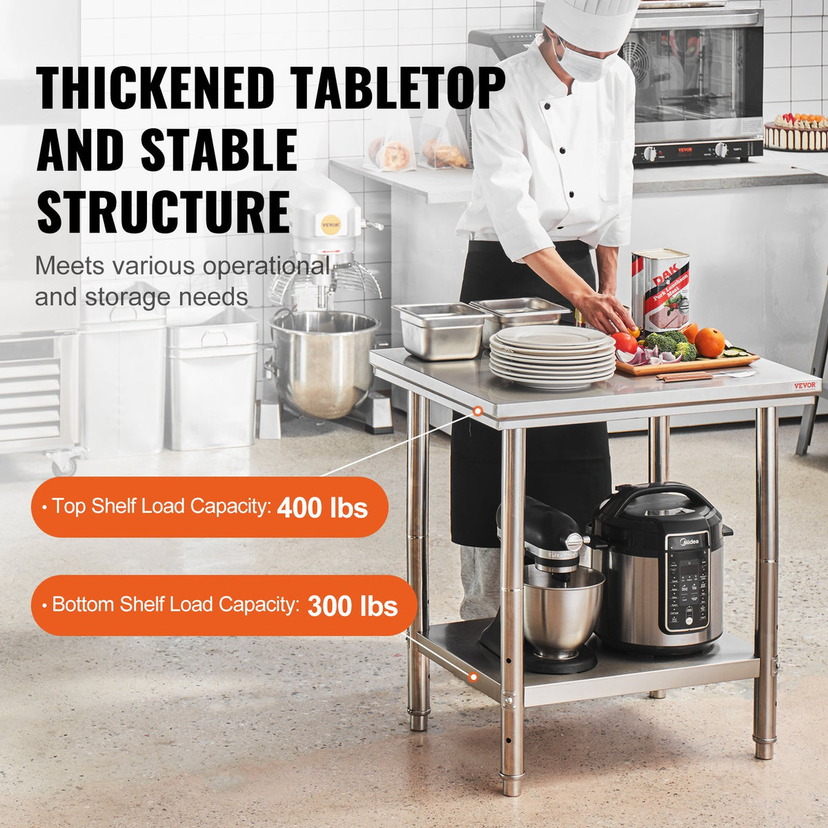 VEVOR Commercial Worktables - Select Your Configuration - 60X76X80CFGZTTZT1V0 - view 3
