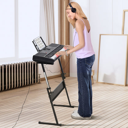 VEVOR 61 Key Digital Keyboard Piano, Lighted Keys, Electric Portable Piano with Adjustable Stand 600 Tones 500 Rhythms Built-In Speakers Sustain Pedal Headphones, USB MIDI for Beginners - 61JBPZSMGQ619P9RUV9 - view 9