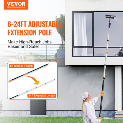 VEVOR Telescoping Pole, 6 to 24 FT Pole, Extension Multi-Purpose Pole, Sturdy Aluminum Alloy Paint Extendable Pole with Flip-Lock Design, Telescopic Pole for Painting, Dusting and Cleaning - 624YCGTYZGJSJ2D0SV0 - view 3