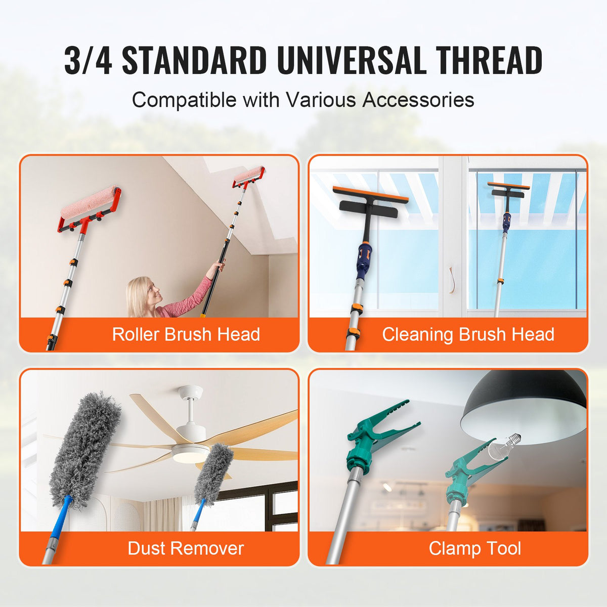 VEVOR Telescoping Pole, 6 to 24 FT Pole, Extension Multi-Purpose Pole, Sturdy Aluminum Alloy Paint Extendable Pole with Flip-Lock Design, Telescopic Pole for Painting, Dusting and Cleaning - 624YCGTYZGJSJ2D0SV0 - view 7