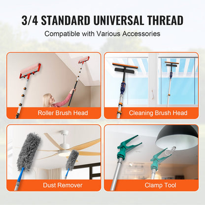 VEVOR Telescoping Pole, 6 to 24 FT Pole, Extension Multi-Purpose Pole, Sturdy Aluminum Alloy Paint Extendable Pole with Flip-Lock Design, Telescopic Pole for Painting, Dusting and Cleaning - 624YCGTYZGJSJ2D0SV0 - view 7