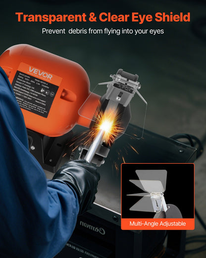 VEVOR Bench Grinder, 6-inch Single Speed Bench Grinder, 1750RPM Low-Speed Table Grinders with 250W 2A Induction Motor, 36/60-Grit Grinding Wheels & Adjustable Tool Rest for Precise Sharpening Grinding - 6INCHTSMCDS668HQS001V1 - view 5